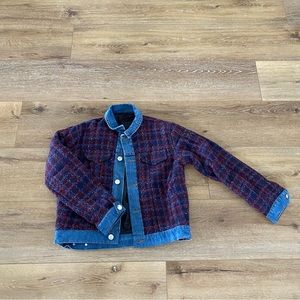 Sandro Chelsy Metallic Denim Tweed Jacket